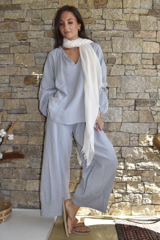 Mimi Pillow Cotton Quirky Pant Cloud Grey