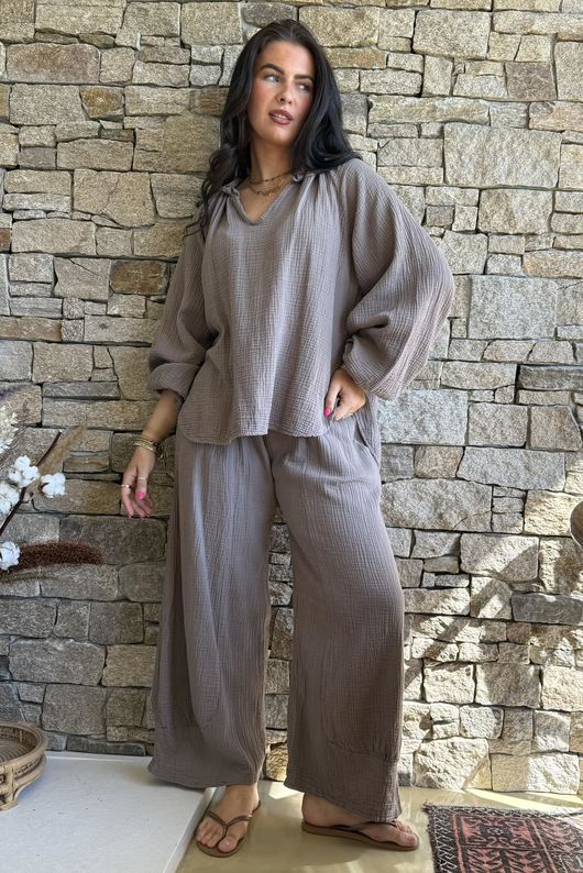 Mimi Pillow Cotton Quirky Pant Mocha