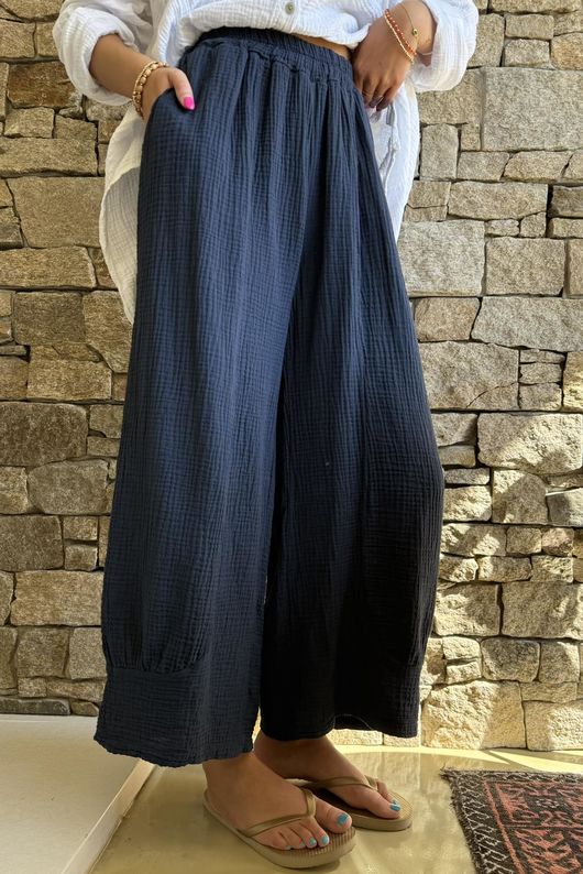 Mimi Pillow Cotton Quirky Pant Navy