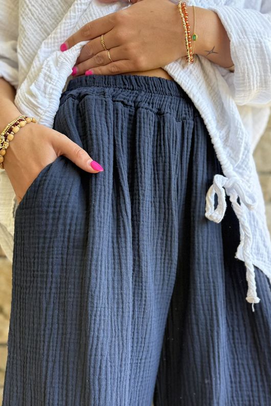 Mimi Pillow Cotton Quirky Pant Navy
