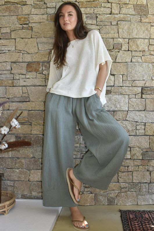 Mimi Pillow Cotton Quirky Pant Soft Khaki