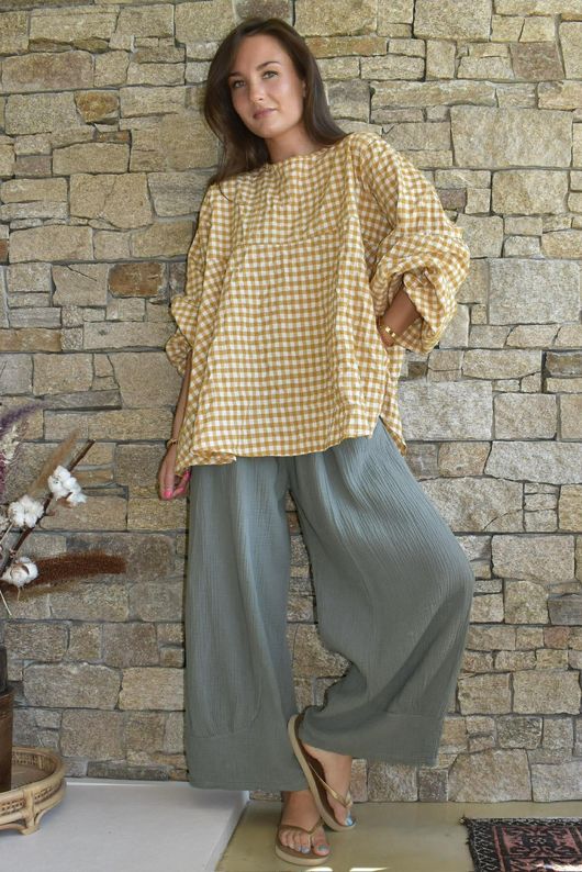 Mimi Pillow Cotton Quirky Pant Soft Khaki