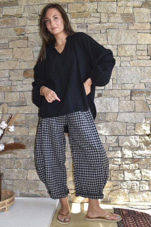 Mimi Pillow Cotton Sonnet Blouse Black