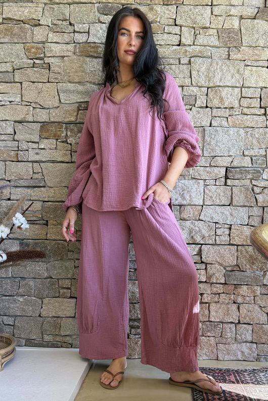 Mimi Pillow Cotton Sonnet Blouse Indian Pink