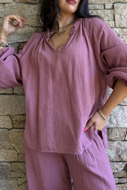 Mimi Pillow Cotton Sonnet Blouse Indian Pink