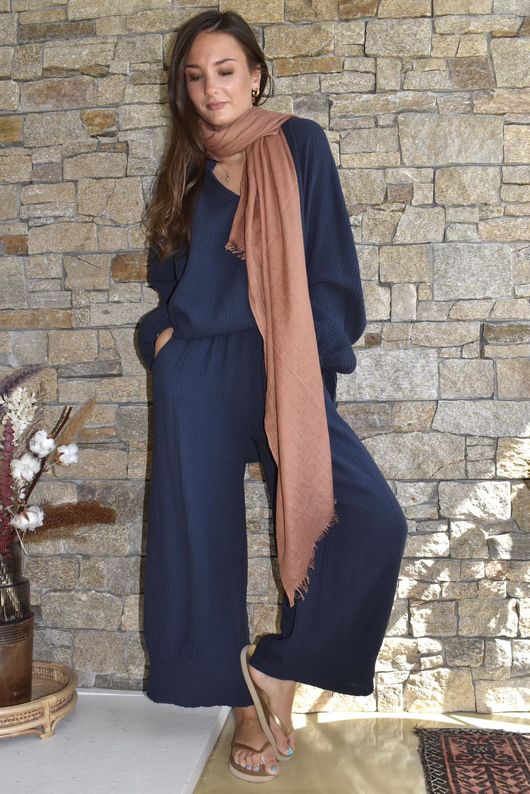 Mimi Pillow Cotton Sonnet Blouse Navy