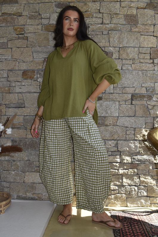 Mimi Pillow Cotton Sonnet Blouse Olive