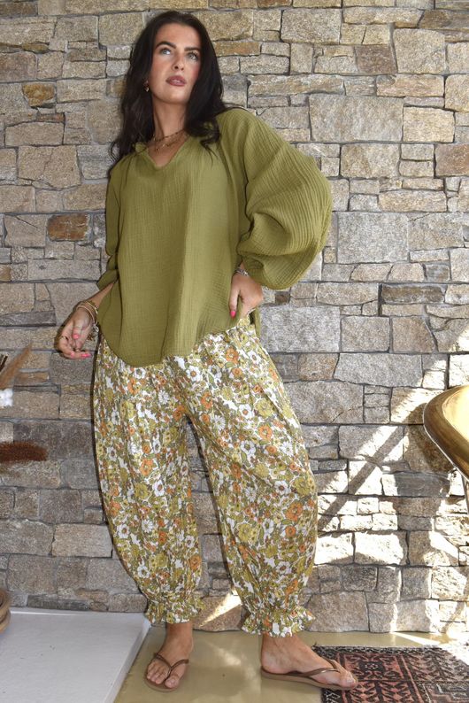 Mimi Pillow Cotton Sonnet Blouse Olive