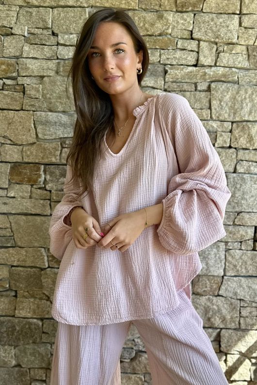 Mimi Pillow Cotton Sonnet Blouse Rose