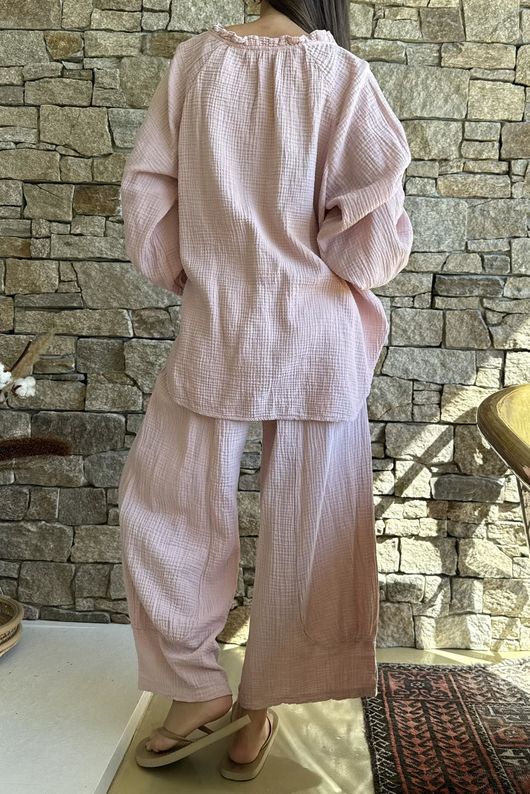 Mimi Pillow Cotton Sonnet Blouse Rose