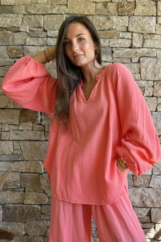 Mimi Pillow Cotton Sonnet Blouse Watermelon Pre order 10 days 