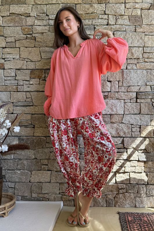 Mimi Pillow Cotton Sonnet Blouse Watermelon