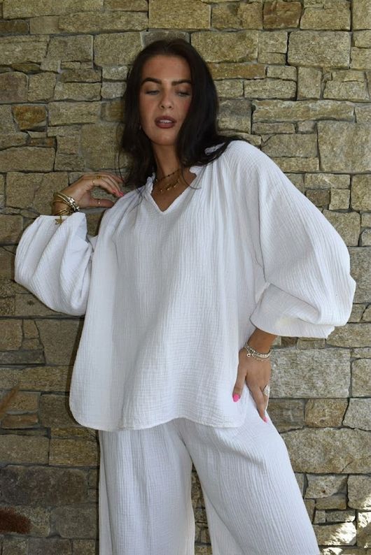 Mimi Pillow Cotton Sonnet Blouse White Pre order 10 days