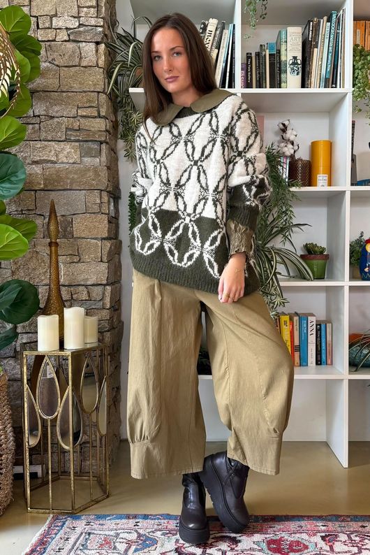 Moorland Lattice Knit Dark Khaki