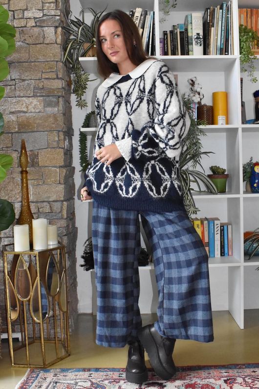 Moorland Lattice Knit Navy