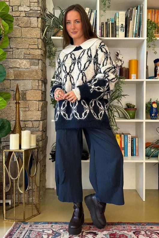 Moorland Lattice Knit Navy