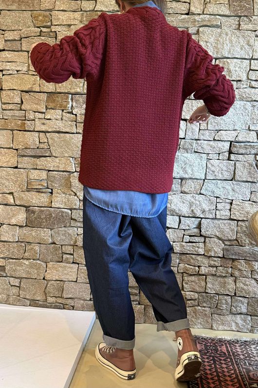 Murray Cable Knit Jumper Burgundy