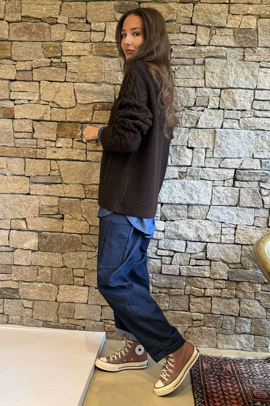 Murray Cable Knit Jumper Coffee Bean