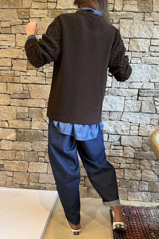 Murray Cable Knit Jumper Coffee Bean