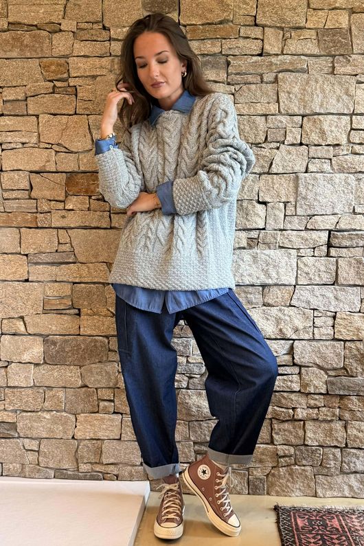 Murray Cable Knit Jumper Grey