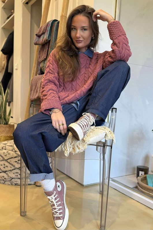 Murray Cable Knit Jumper Indian Pink