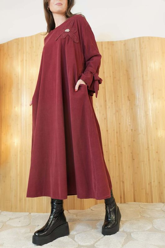 Nancy Needlecord Dress Sangria /6=