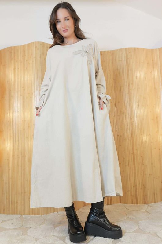 Nancy Needlecord Dress Stone /13=