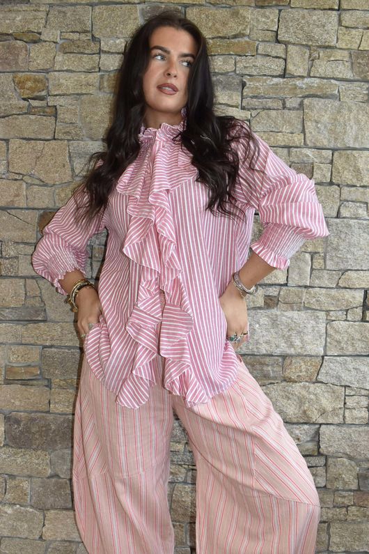 Nantucket Ruffle Blouse Soft Red /15=