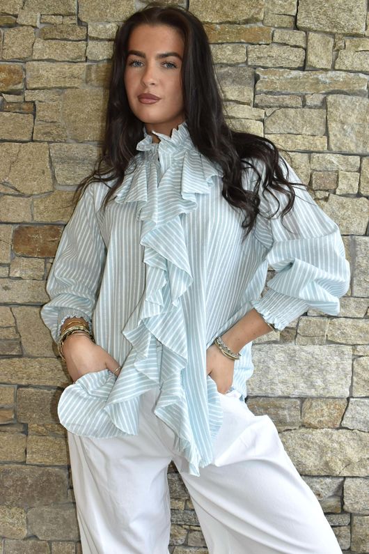 Nantucket Ruffle Blouse Soft Sage /15=