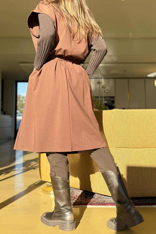 New Romantic Belted Scuba Dress Chocolate