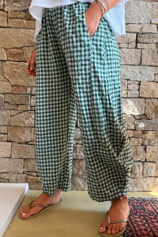 Nonni Gingham 7/8 Barrel Pant Forest