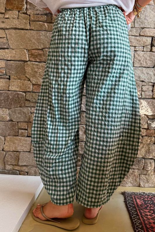 Nonni Gingham 7/8 Barrel Pant Forest