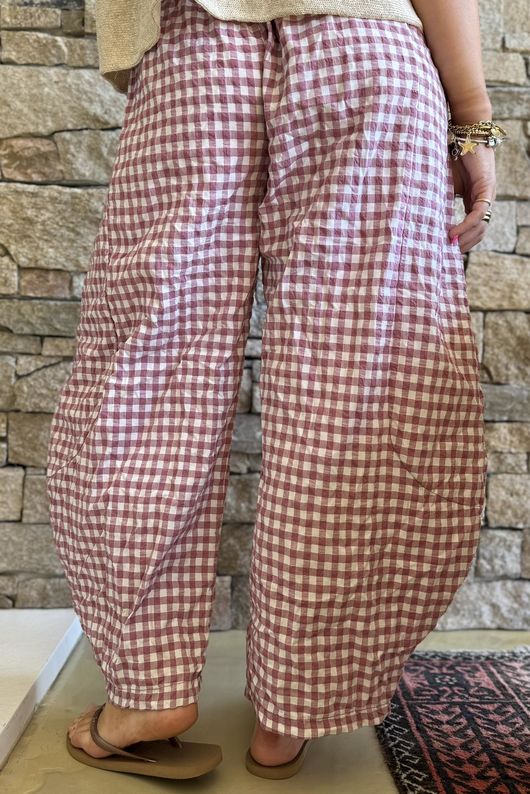 Nonni Gingham 7/8 Barrel Pant Indian Pink
