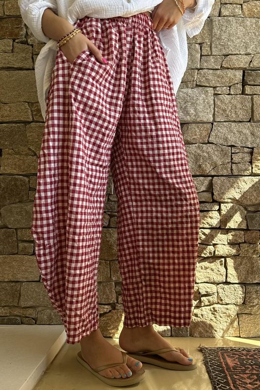 Nonni Gingham 7/8 Barrel Pant Sangria