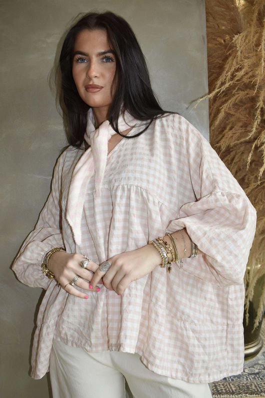 Nonni Gingham Artist Smock Rose