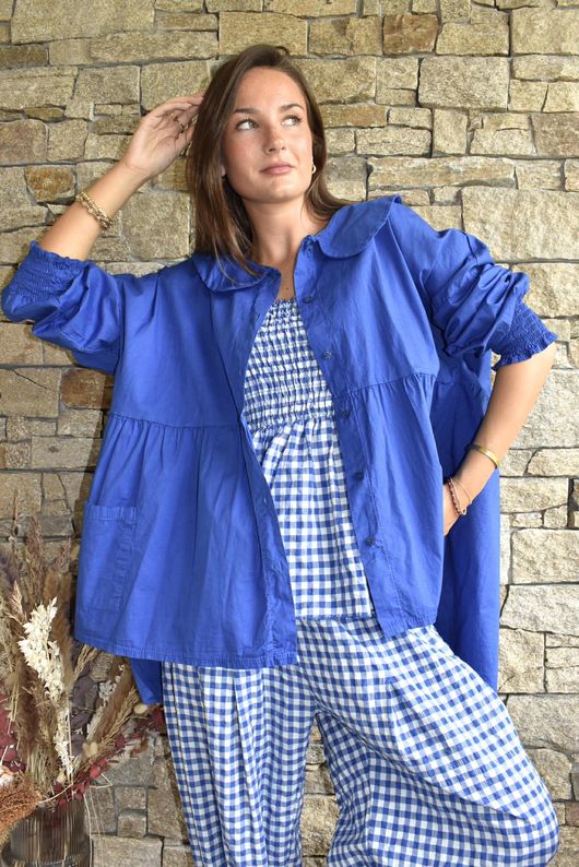 Nonni Gingham Bandeau Cami Malibu Blue