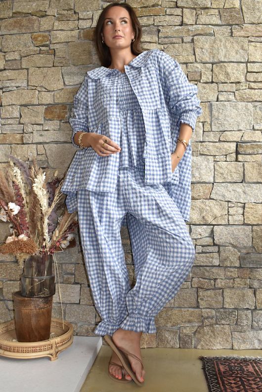 Nonni Gingham Bloomer Pant Denim