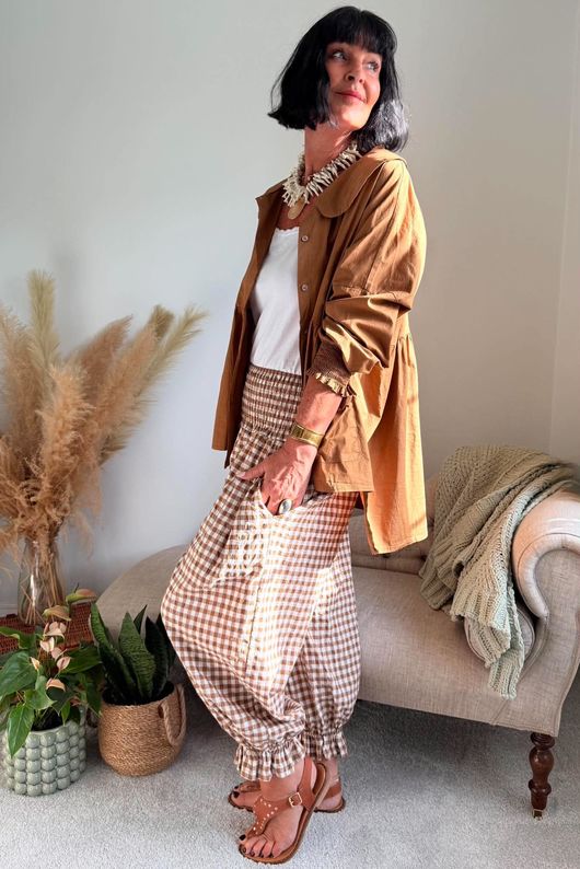 Nonni Gingham Bloomer Pant Hazelnut