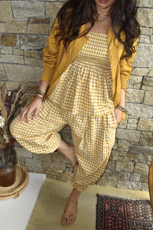 Nonni Gingham Bloomer Pant Mustard