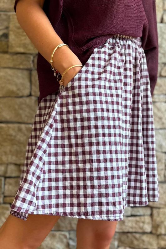Nonni Gingham City Short Aubergine