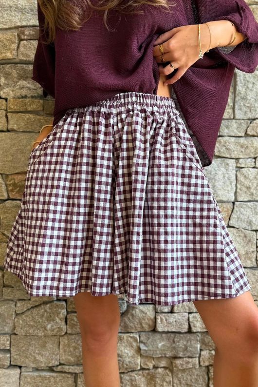 Nonni Gingham City Short Aubergine