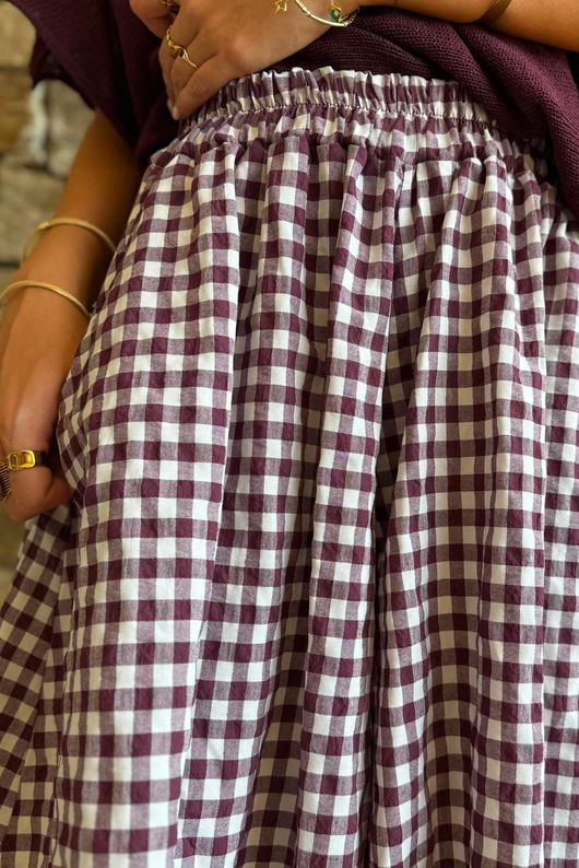 Nonni Gingham City Short Aubergine