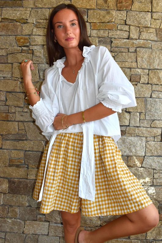 Nonni Gingham City Short Mustard
