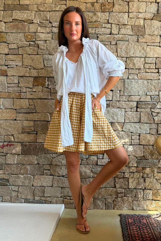 Nonni Gingham City Short Mustard