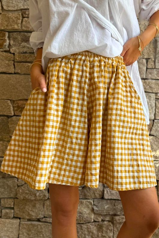 Nonni Gingham City Short Mustard