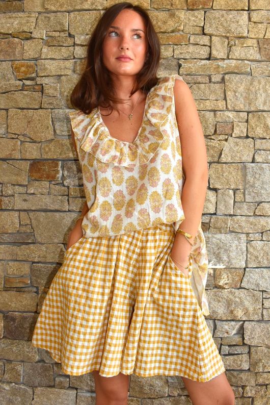 Nonni Gingham City Short Mustard