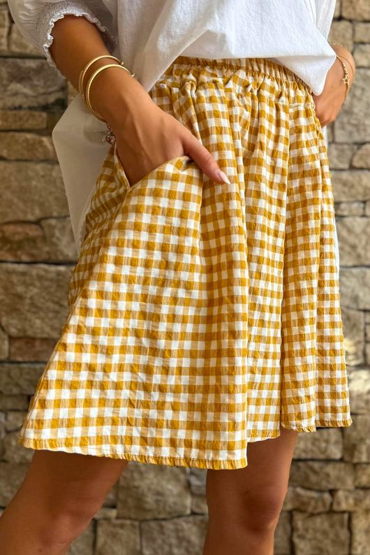 Nonni Gingham City Short Mustard