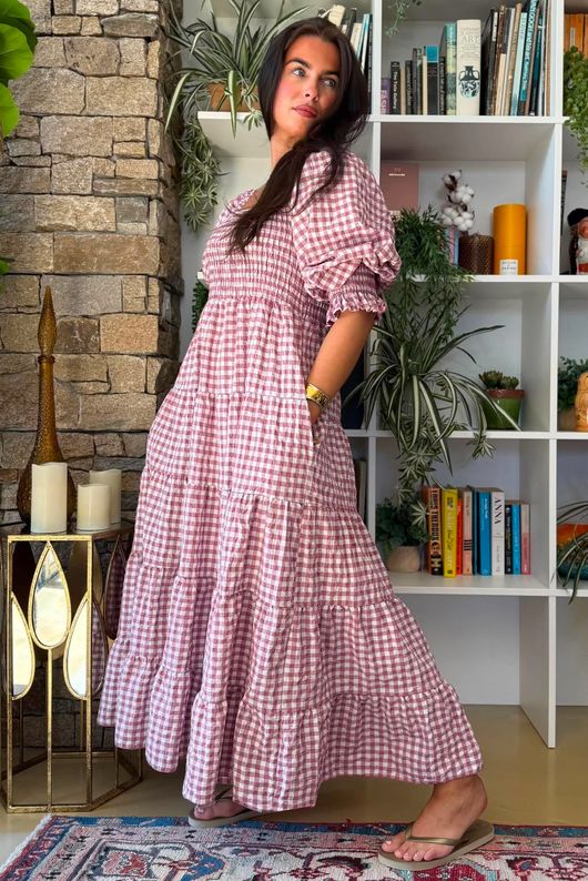 Nonni Gingham Darling Dress Indian Pink 
