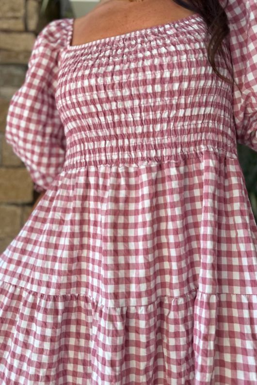 Nonni Gingham Darling Dress Indian Pink 
