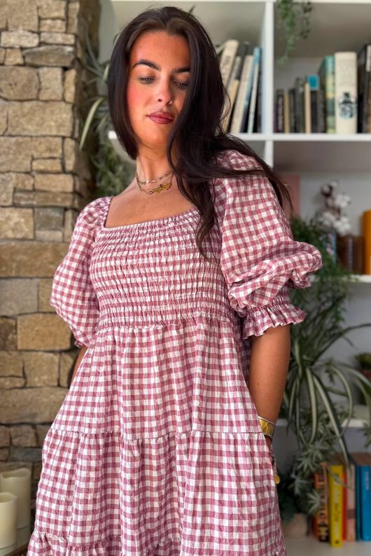 Nonni Gingham Darling Dress Indian Pink 